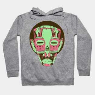 Pink Mint African Mask No 3 Hoodie